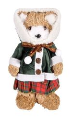 Ciao Kerst Teddybeer Vrouw (30cm) poppendecoratie in natuurlijk materiaal en stof, groen