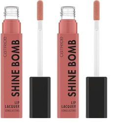 Catrice Shine Bomb Lip Lacquer, rossetto, n. 030, nude, a lunga durata, risultato immediato, lucido, intenso, vegano, senza olio, senza parabeni, senza particelle di microplastica, confezione da 2 (3