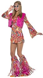 Forum Novelties Vrouwelijke Hippie Voor Altijd Kostuum Volwassen Maat Kostuums, Veelkleurig, UK-maat 10-12, Meerkleurig, UK-Größe 10-12