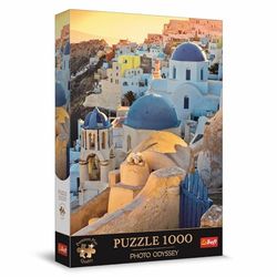 Trefl Premium Plus-Puzzle Photo Odyssey: Pueblo Oia, Santorini: 1000, Serie única de fotografías, Ajuste Piezas, para Adultos y niños a Partir de 12 años, Multicolor (10853)
