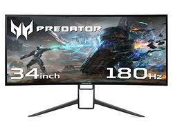 Acer Predator X34GSbmiipphuzx 34 inch Ultrawide Quad HD Gaming Monitor (IPS Panel, G-SYNC Compatible, 180Hz (OC), 1ms, HDR 400, DP, HDMI, USB Hub, Black/Grey)