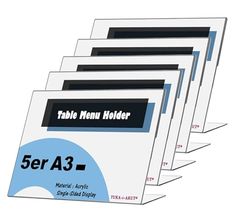 TUKA 5X Lutande skrivbordsvarningshållare, A3 horisontell displayhållare, annonseringsstöd, för meny, papper, information, dokument och mer. 3 mm klar akryl, TKD8201-A3-5x