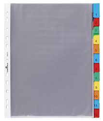 Durable 663319 Tabbladen voor showtassen A4 12 stuks, transparant met gekleurde tabs, met gekleurde tabbladen.