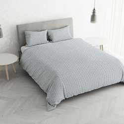 Parure Housse de Couette pour lit 2 Personnes en Coton Printed Colors, fabriquée en Italie, Housse de Couette 250 x 200 cm avec Rabat intérieur et taies d'oreiller, Floyd Eau, pour lit Double