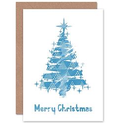 Wee Blue Coo CHRISTMAS XMAS COOL BLUE TREE NEW ART GREETINGS GIFT CARD