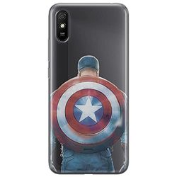 ERT GROUP mobiltelefonfodral för Xiaomi REDMI 9A originalt och officiellt licensierat Marvel mönster Captain America 002 optimalt anpassad till formen på mobiltelefonen, gedeeltelijk transparant