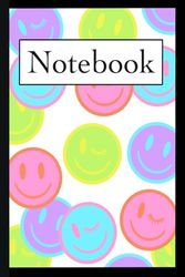 Notebook: Smiley Face Print | 6” X 9” | 75 Pages | Cute Office and School Supplies