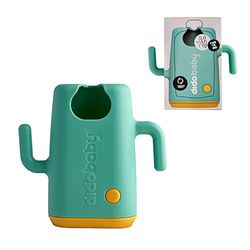 DIDOBABY Didopoucher - Houder voor Knijpzak - Voorkomt dat Baby Voedsel Aandrukt en Morst - 2 in 1, ook voor Pakje Sap - Stimuleert Zelfvoeding - Ergonomische Handgrepen - Turkoois
