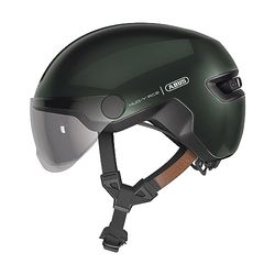 ABUS HUD-Y ACE cityhelm - stijlvolle fietshelm met vizier en magnetisch, oplaadbaar LED-achterlicht - voor mannen en vrouwen - zilver, maat L