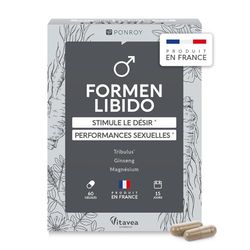 Yves Ponroy Formen Libido Tribulus - Complément Alimentaire Stimulant Sexuel pour Homme - Magnésium, Tribulus Terrestris, Glutamine, Ginseng et Maca - 60 Gélules - 15 Jours - Fabriqué en France