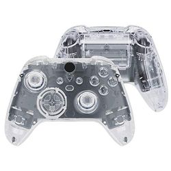 eXtremeRate Transparent Klar Controller Full Set Hus Skalfodral med Knappar för Xbox Series X/S, Anpassade Ersättningssidolister Front Bakre Plattskydd för Xbox Series S för Xbox Series X Controller