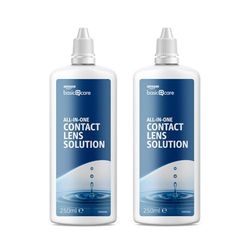 Amazon Basic Care, Soluzione per lenti a contatto tutto in uno 2 x 250 ml (compatibile con cassetta della posta)