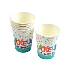 Homéa, Set De 6 Vasos De Cartón 25Cl Happy Confetis