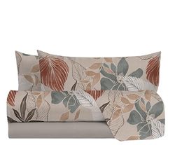 hermet Parure de lit Double en 100% Coton Fantaisie, Parure de lit 2 Places, Drap Housse + Drap Housse + 2 taies d'oreiller, Var. Tamise Taupe