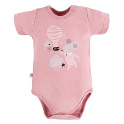 eevi, Le body détachable à manches courtes pour enfant, taille 86,en tissu jersey 100% coton, rose, doux et agréable au toucher.