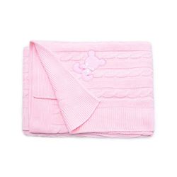 PEKITAS Manta Punto Hilo Bebe 100 x 100 cm 100% Acrílico Ecológico Fabricado En Portugal Rosa