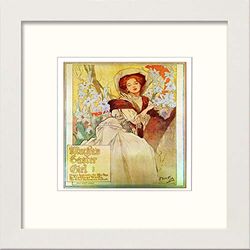 Lumartos, Vintage Poster Alphonse Mucha (130) Contemporary Home Decor Wall Art Print, White Frame, 8 x 8 Inches