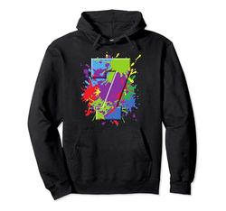 Camiseta de 7º cumpleaños con salpicaduras de pintura para niños y niñas de 7 años Sudadera con Capucha