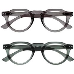 OPULIZE RIO Set da 2 Occhiali da Lettura Anti Luce Blu - Montatura con Bordo Superiore Piatto - Verde, Grigio - Uomo e Donna - BB53-67 - +2.00