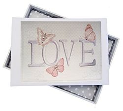 White Cotton Cards Amour Mini Album Photo, Vintage Papillons, Lv1t, Tableau, Blanc, 12.5 x 17.5 x 2.5 cm