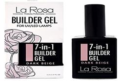 La Rosa Productos Profesionales 7-en-1 BUILDER GEL dans une bouteille - Gel UV - NUDE pour conception des ongles et le nail art, Nail Easy-To-Use Extension Builder, Covering Gel - Dark Beige - 15 ml