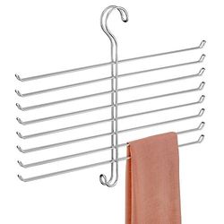 iDesign cabides economizam espaço, organizador de lenços antirrugas de metal, ganchos de acessórios com 8 barras e 1 gancho para xailes, gravatas ou cintos, prateado