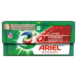 Ariel All-in-One Detergente Lavadora Liquido en Capsulas/Pastillas, 30 Lavados, Jabon Limpieza Profunda, Mas Poder Extra Quitamanchas