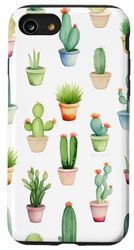 Custodia per iPhone SE (2020) / 7 / 8 Carino Piante Acquerello Modello Arte Tema Cactus