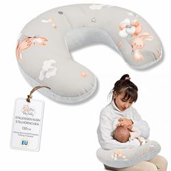 Totsy Baby Cojin Lactancia y Embarazada 130 cm - Algodón Almohada por lactante bebé cojín de Embarazo por Dormir o Cojines Maternidad para Mujeres Embarazadas y Bebe Oeko-Tex Conejos