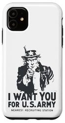 Custodia per iPhone 11 Uncle Sam, poster vintage con scritta "I Want You For U.S. Army"