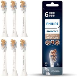 Philips Sonicare A3 Premium tout-en-un d'origine, tête de brosse à dents électrique de rechange - lot de 6 têtes de brosse de rechange Philips Sonicare, blanc (modèle HX9096/10)