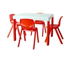 Ergos pkergos011797 pakket 1 tafel en 4 stoelen voor kinderen, leeftijd 3 tot 4, maat 1, rood billante