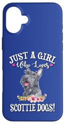 Watercolor Just A Girl Who Loves Scottie Dogs Lover Custodia per iPhone 16 Plus