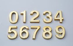 PARENCE - Numéro de porte 3D - 10 CM - Plastique premium brossé - effet OR brillant - Adhésif extra fort - numéro de porte, rue, maison (Chiffre : 8, Cuivré)
