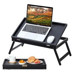 VEVOR Plateau de Lit pour Petit-Déjeuner Plateau de Service sur Pieds Repliables Hauteur et Inclinaison Réglable Table de Lit Multifonction pour Ordinateur Portable Dessin Canapé Manger 51x31x5,5 cm