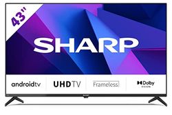 Sharp Aquos 43FN6EA, 43" LED Smart TV 4K UHD Android 11, DVB-T2/S2, 3840 x 2160 Pixels, Wi-Fi, Nero, suono Harman Kardon, 4xHDMI 2.1, 2xUSB, Chromecast integrato, Dolby Vision, Dolby Atmos, DTS X