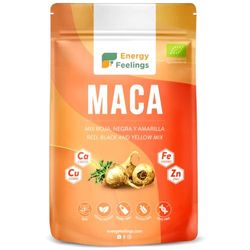 Energy Feelings Maca Andina en Polvo Ecológica Peruana, Maca Mixta: Roja, Negra y Amarilla, Nutrición Deportiva, Vegana, Sin Gluten, 500g