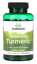 Swanson - Full Spectrum Turmeric - Curcuma Capsules | Soutient la santé des articulations et de la peau, Effet Antioxydant - 720mg - 100 Gélules