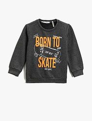 Koton Jongens Sweatshirt met Slogan Print, Anthrazit (045), 5-6 jaar, Anthrazit (045), 5-6 jaar