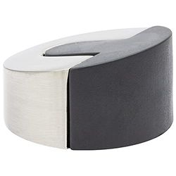 WAGNER Doorstop Opera Small - Ø 46 x 26 mm, Design Buffer Made of die-cast zinc with Stainless Steel Look + Soft Thermostatic Rubber, to be Screwed on Floors, mounting Material Included - 15506711