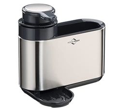 Küchenprofi Primus Station de lavage en acier inoxydable avec distributeur de savon intégré 300 ml Bac d'égouttement Brosse à vaisselle et porte-éponge
