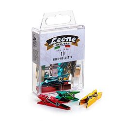 10 mini wasknijpers van kunststof met metallic kleuren – kan ook van Leonecolor – Leone Dell'Era Made in Italy