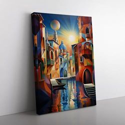 Venice Futurism Art Canvas Print for Living Room Bedroom Home Office Décor, Wall Art Picture Ready to Hang, 76x50 cm (30x20 Inch)
