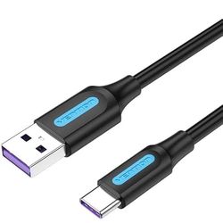 Watio Wave Cable usb - cable usb-a a usb-c de 0.25 m, color negro, conexión fácil y rápida para transferencia de datos y carga eficiente.*