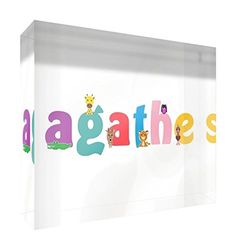 Little Helper Souvenir Décoratif en Acrylique Transparent Poli comme Diamant Style Illustratif Coloré avec le Nom de Jeune Fille Agathe 10,5 x 15 x 2 cm Grand
