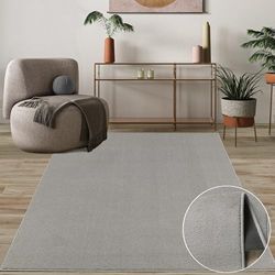 Mia's Teppiche Cleo Luxueus, zacht woonkamertapijt met gemakkelijk onderhoud en anti-slip rug, grijs, 160 cm rond