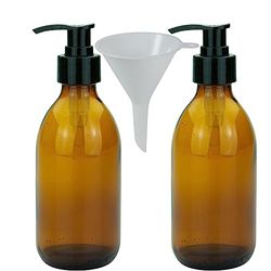 mikken 2 dispensadores de jabón de 250 ml, dispensador de loción de Cristal marrón, sin BPA, para desinfectantes, Apto para Alimentos, Incluye Embudo