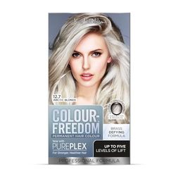 Colour Freedom 12.7 Arctic Blonde Permanent Hair Colour. Ammonia-Free, Brass-Defying Formula with PurePlex to Protect and Restore. Up to 5 levels of lift. By Knight & Wilson