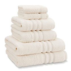Catherine Lansfield Zero Twist Asciugamano, Cotone, Crema, 6 Piece Towel Bale, 6 unità