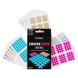 Kintex Cross Tape, Mix Box, 102 rasterpleisters gemengd, kruistapes, acupunctuurpleisters, roostertape, tape pleisters, kinesiologie tape, crosstapes
